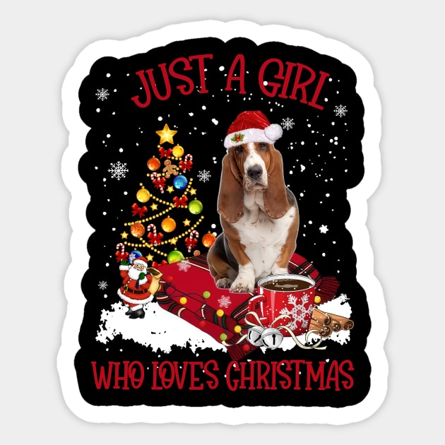 Basset Hound Just A Girl Who Loves Christmas Sticker by Los Draws